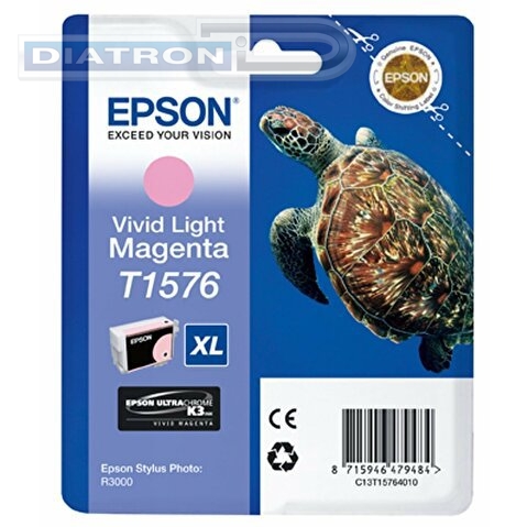 Картридж EPSON T1576 для R3000, Vivid Light Magenta