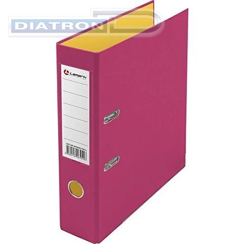Папка-регистратор Lamark ПВХ двусторонний,  А4,  75мм, с металлическим уголком, розовый/желтый