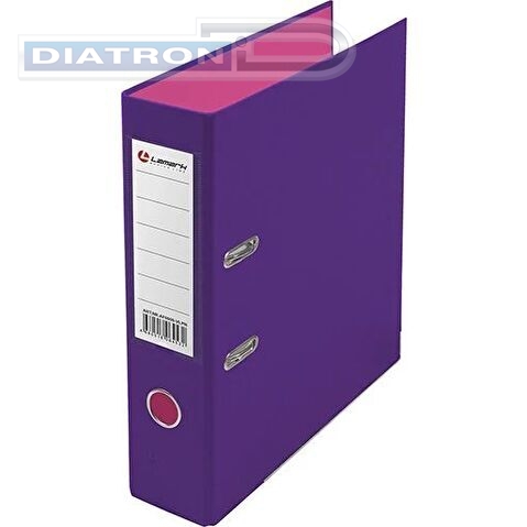 Папка-регистратор Lamark ПВХ двусторонний,  А4,  75мм, с металлическим уголком, фиолетовый/розовый