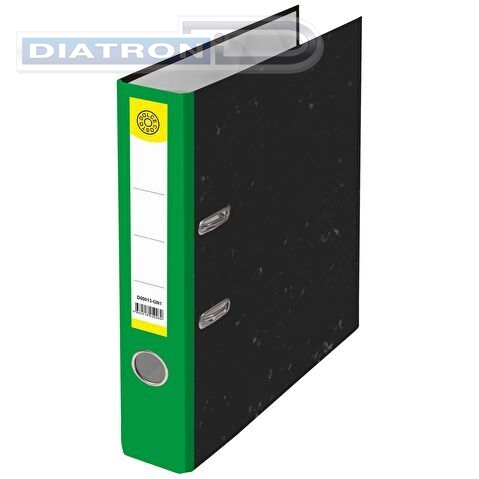 Папка-регистратор DOLCE COSTO  картон,  А4,  50мм, черный мрамор, корешок зеленый, без металлического уголка
