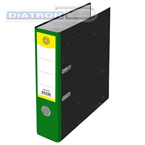 Папка-регистратор DOLCE COSTO  картон,  А4,  75мм, черный мрамор, корешок зеленый, без металлического уголка