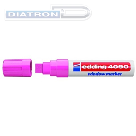 Маркер для стекол EDDING 4090, на меловой основе, скошенный наконечник, смываемый, 4-15мм, розовый