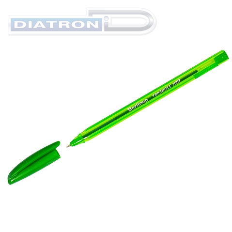Ручка шариковая BERLINGO Triangle 100T, 0.5/0.7мм, корпус прозрачный, трехгранный, зеленая