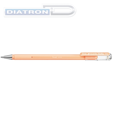 Ручка гелевая PENTEL K108-PF Hybrid Milky, 0.4/0.8мм, пастельная оранжевая