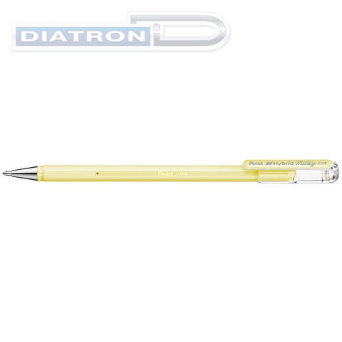 Ручка гелевая PENTEL K108-PG Hybrid Milky, 0.4/0.8мм, пастельная желтая