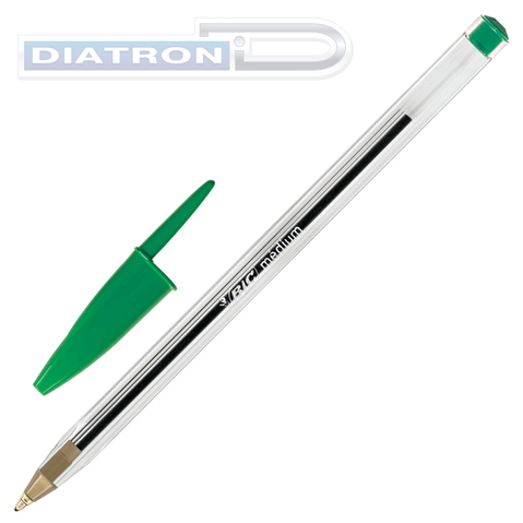 Ручка шариковая BIC Cristal, 0.32/1.0мм, корпус прозрачный, зеленая