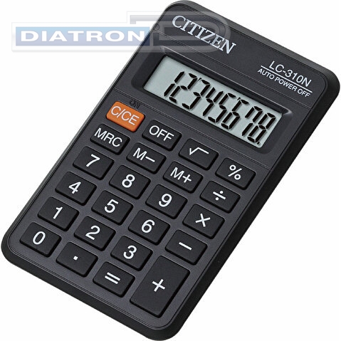 Калькулятор карманный  8 разр. CITIZEN LC-310N, питание от батарейки, 115х69мм, черный