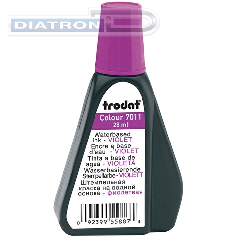 Штемпельная краска TRODAT 7011, 28 мл, c дозатором, на водной основе, фиолетовая