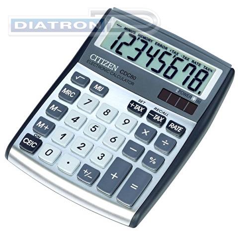 Калькулятор настольный  8 разр. CITIZEN CDC-80BKWB, двойное питание, расчет налога, наценка, 135х105.5х24.5мм, черный