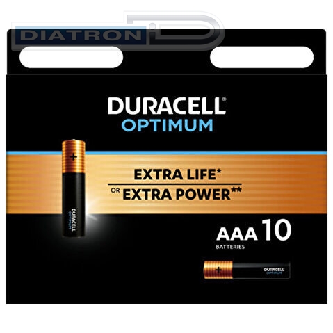 Батарейка DURACELL AAA/LR03, 1.5V, Optimum, алкалиновая,  10шт/уп