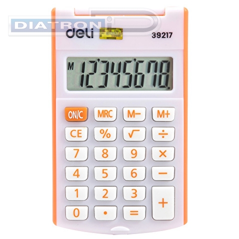 Калькулятор карманный  8 разр. Deli 39217, 105х63х15мм, оранжевый