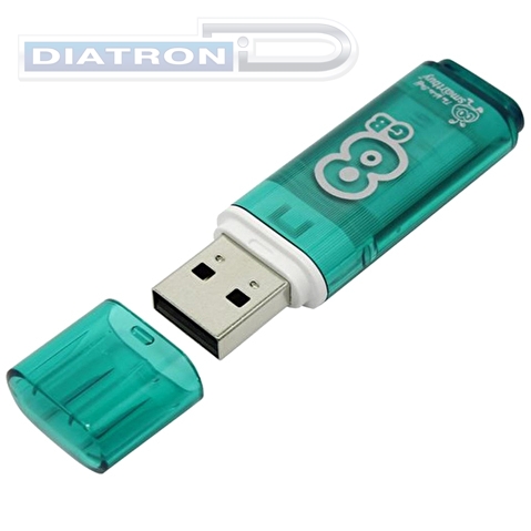 Флэш-память   8Gb Smart Buy Glossy, USB2.0, зеленая
