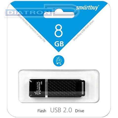 Флэш-память   8Gb Smart Buy Quartz, USB2.0, черная