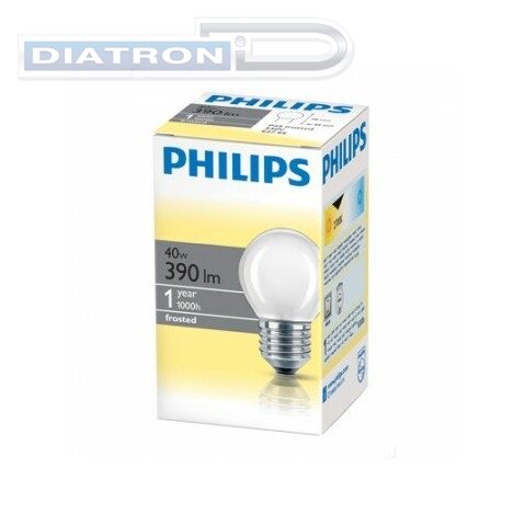 Лампа накаливания PHILIPS 40W/E27,  матовая, шарик