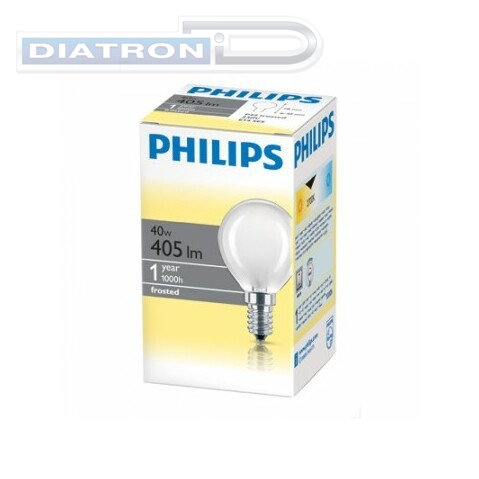 Лампа накаливания PHILIPS 40W/E14,  матовая, шарик