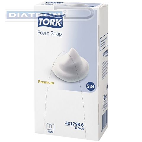 Капсула TORK Premium S3, S4, S33, S34 System, с пенистым мылом для дозатора, 0.8л (401798/470026)