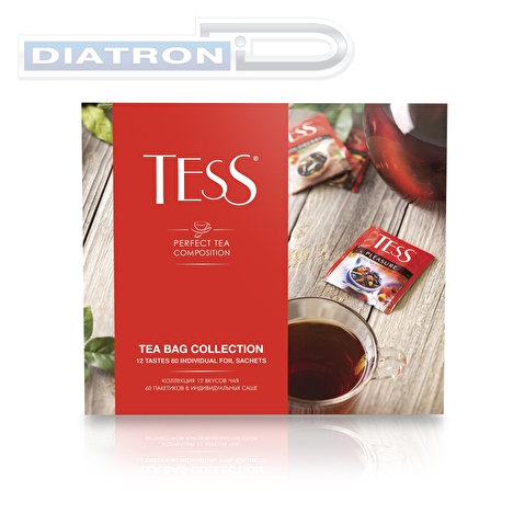 Набор чая TESS, коллекция 12 вкусов по 5 пакетиков, 101г