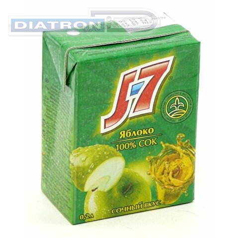 Сок J-7, 0.2л, яблоко, 27шт/уп