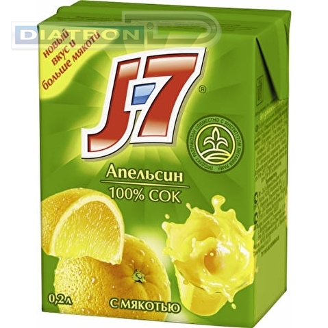 Сок J-7, 0.2л, апельсин, 27шт/уп