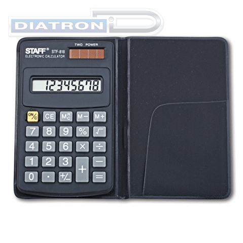Калькулятор карманный  8 разр. STAFF STF-818, двойное питание, 102х62мм