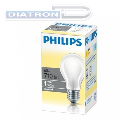 Лампа накаливания PHILIPS 60W/E27, матовая, стандартная
