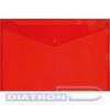 Папка-конверт на кнопке Lamark  А4, пластик, 0.18мм, прозрачный, однотонный, красный