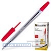 Ручка шариковая BRAUBERG Line, 0.5/1.0мм, корпус прозрачный, красная
