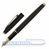 Ручка перьевая BRAUBERG Brioso, корпус черный, золотые детали, синяя