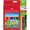 Набор цветных карандашей Faber-Castell, 18цв, корпус трехгранный, 4 цветных + 2 чернографитовых карандаша, в картонной коробке