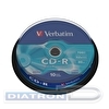 Записываемый компакт-диск в боксе CD-R VERBATIM 700МБ, 80мин, 52x,  10шт/уп, DL (43437)