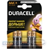 Батарейка DURACELL AAA/LR03/MN2400, 1.5V, Basic, алкалиновая,  4шт/уп