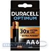 Батарейка DURACELL AA/LR6, 1.5V, Optimum, алкалиновая,  6шт/уп