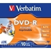 Записываемый DVD-диск DVD-R VERBATIM 4.7ГБ, 16x, 10шт/уп, Jewel Case, Printable, (43521), матовая поверхность