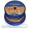 Записываемый DVD-диск в боксе DVD-R VERBATIM 4.7ГБ, 16x,  50шт/уп (43548)