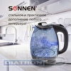 Чайник электрический SONNEN KT-1786, 1,7л, 2200 Вт, закрытый нагревательный элемент, стекло, черный, подсветка