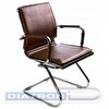Конференц-кресло БЮРОКРАТ CH-993-LOW, низкая спинка, полозья хром, иск.кожа коричневая