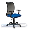 Кресло офисное BRABIX Spring MG-307, крестовина пластик, Т-образные подлокотники, спинка сетка черная, сиденье ткань синяя TW