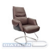 Конференц-кресло AR-C107A-V, полозья хром, максимальная нагрузка 100кг, кожа темно-коричневая/экокожа черная (PW6812/K61-5 Cn)