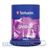 Записываемый DVD-диск в боксе DVD+R VERBATIM 4.7ГБ, 16x, 100шт/уп (43551)