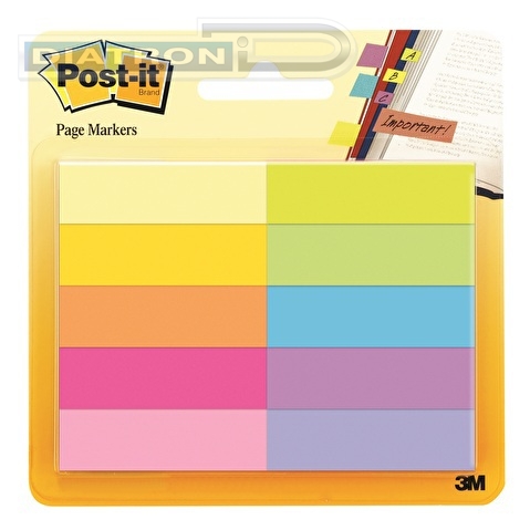 Закладки 3M Post-it Professional 670-10AB, 12.7х 44.5мм, клейкие, бумажные, 10 цветов по 50л