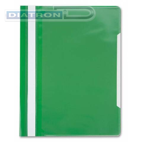 Папка скоросшиватель с прозрачным верхним листом, с карманом на лицевой стороне, зеленая