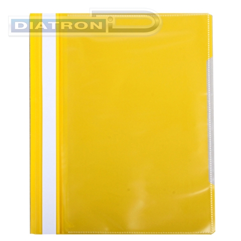 Папка скоросшиватель с прозрачным верхним листом, с карманом на лицевой стороне, желтая