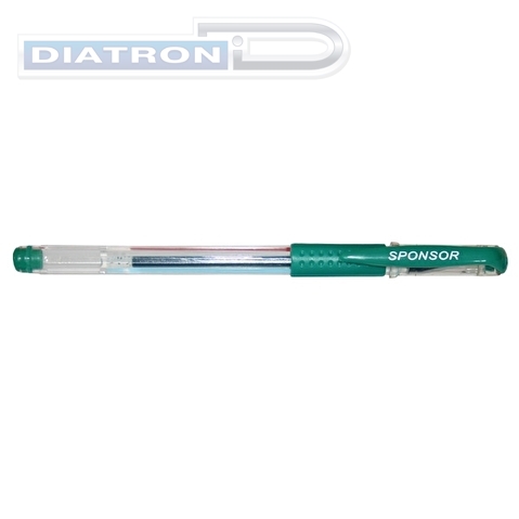 Ручка гелевая SPONSOR SGP02, резиновый упор, 0.5мм, зеленая