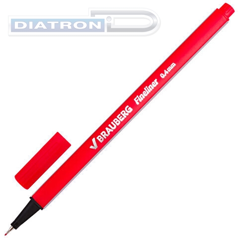 Ручка капиллярная BRAUBERG Aero, 0.4мм, трехгранный корпус, металлический наконечник, красная