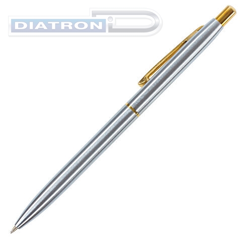 Ручка шариковая BRAUBERG Brioso, корпус серебристый, золотые детали, 0.5мм, синяя