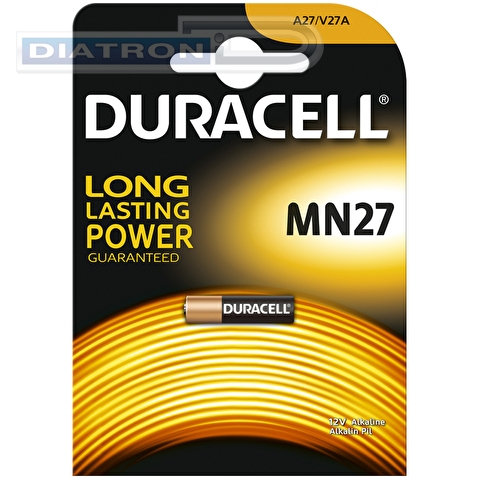 Батарейка DURACELL 27А (A27/MN27/V27A/GP27A/8LR732), 12V, алкалиновая, для сигнализаций