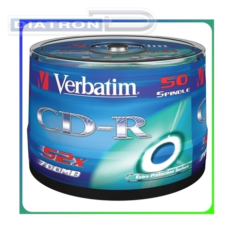 Записываемый компакт-диск в боксе CD-R VERBATIM 700МБ, 80мин, 52x,   50шт/уп, Printable (43309/43438/43756)