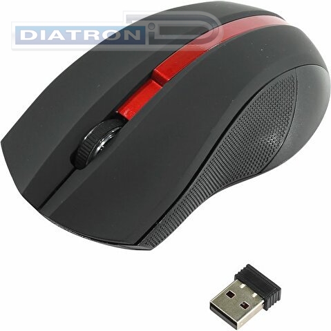 Мышь беспроводная оптическая Oklick 615MW, USB, черная/красная