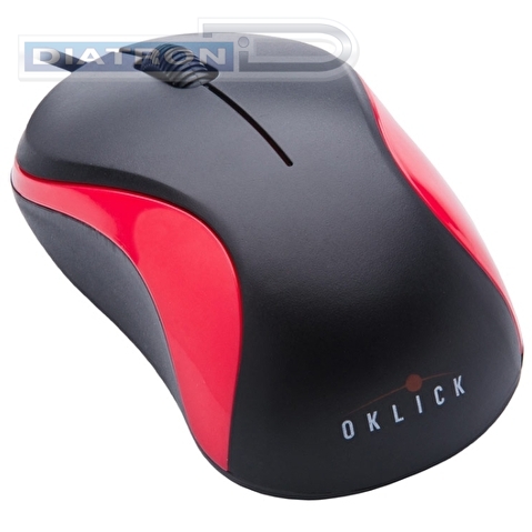Мышь проводная оптическая OKLICK 115S, USB, черный/красный