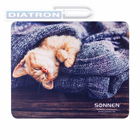 Коврик для мыши SONNEN Kitten, резина + ткань, 220х180х3мм, 513313